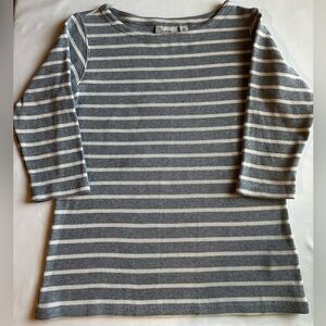 L.L. Bean Gray and White Cotton Striped Shirt